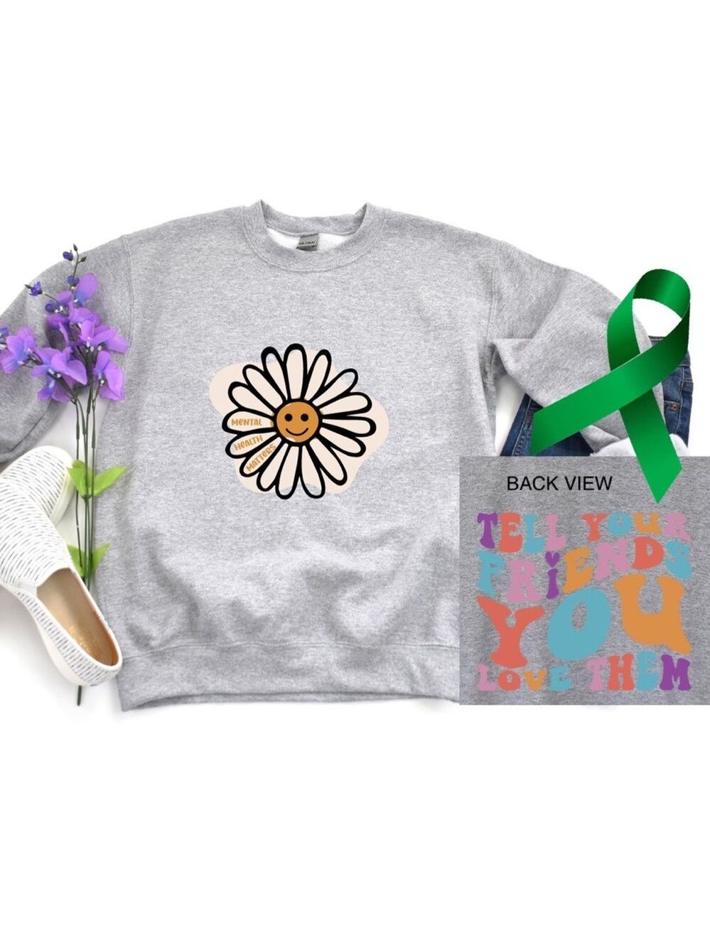 Mental health matters graphic crewneck raglan sweatshirt size XL